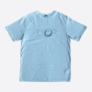 Dior Light Blue Embroidered Logo T-Shirt